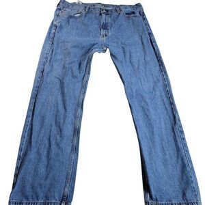 Levis Jeans Mens 42x32 Regular Straight Denim Blue 505 Dark Wash